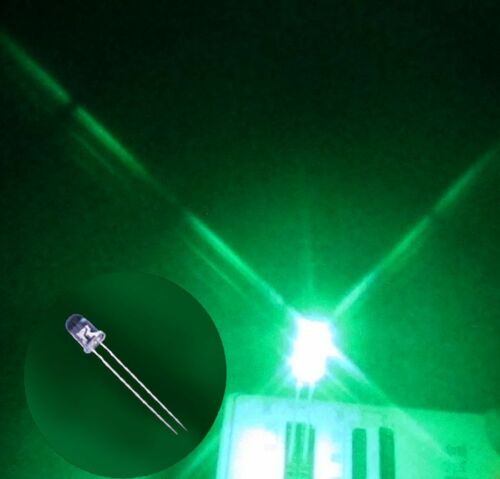 5mm LED Emitting Diodes Light Bulbs Round Top Super Bright Green 100 Count