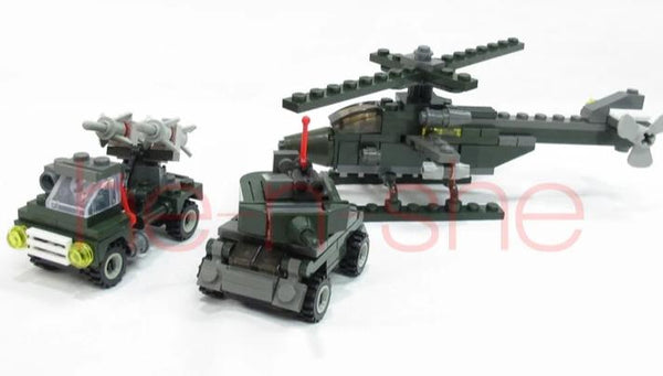 Kazi Field Army Set 193 PCS Building Blocks Car Helicopter and Truck 9821-6