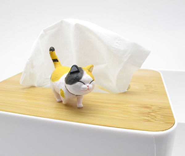 Cat Lover Desktop Counter Top Napkin Tissue Box Wood Cover 2 Sections Organizer
