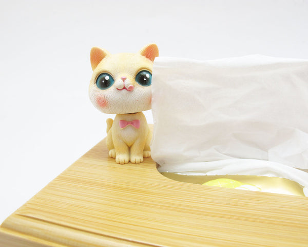 Cat Lover Desktop Counter Top Bamboo Napkin Tissue Box Cover