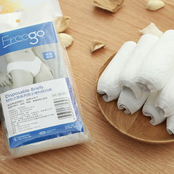 7 PCS Freego Premium Men's Disposable Underwear Brief Travel Tanning Spa White
