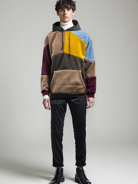 HOD25003 Unisex 100% Polyester Multi Color-patch-up Hoodie