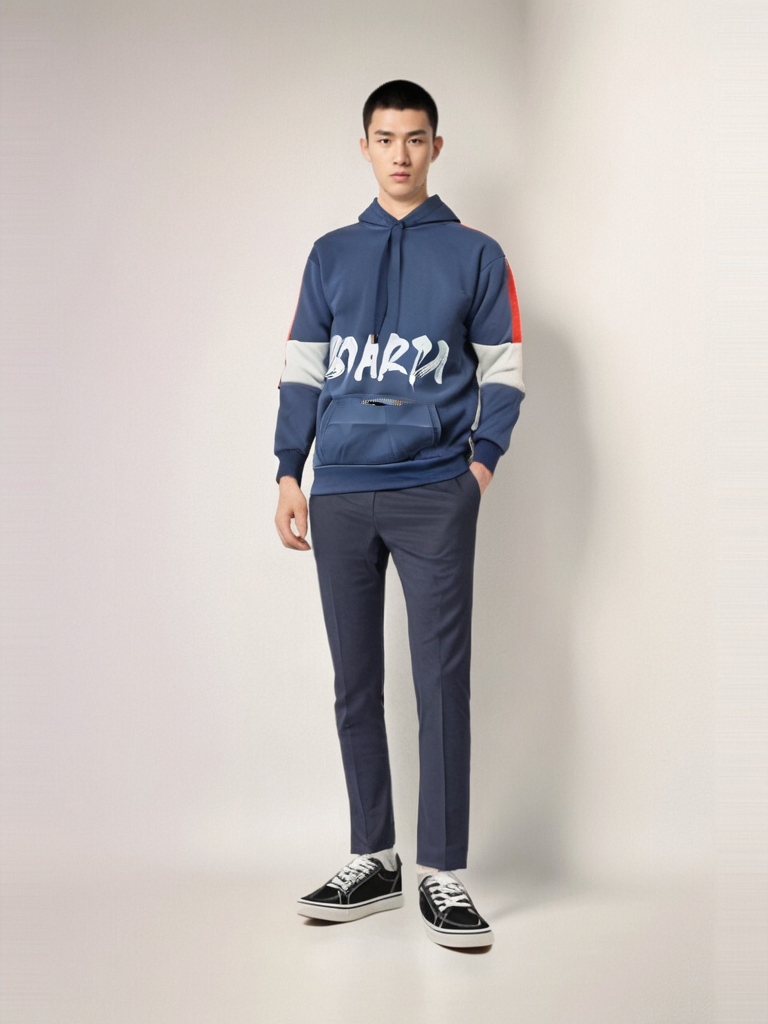 HOD25005 100% Polyester Fleece Unisex Hoodie with Bold solid print on Front