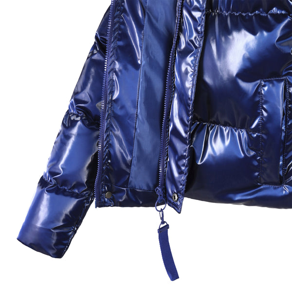 Women's Puff padded Jacket in shinny PU