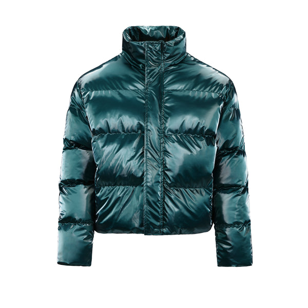 Women's Puff padded Jacket in shinny PU