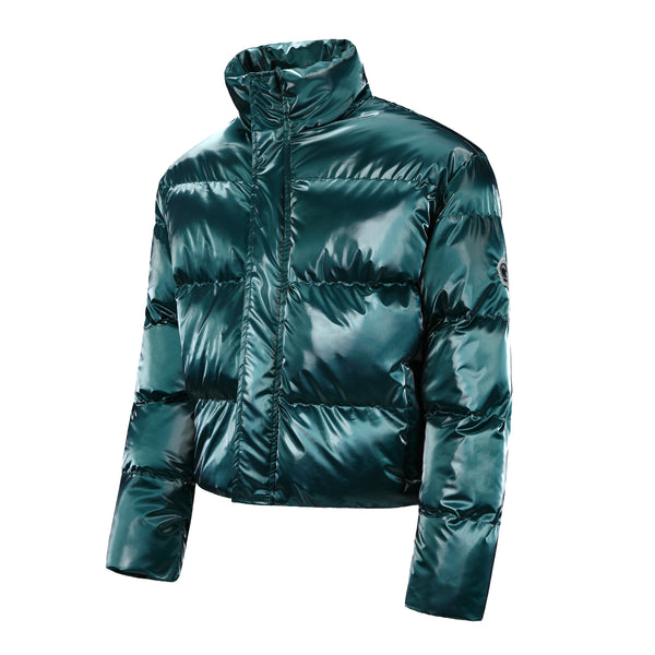 Women's Puff padded Jacket in shinny PU