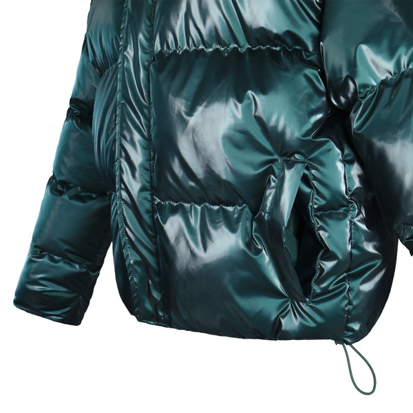 Women's Puff padded Jacket in shinny PU