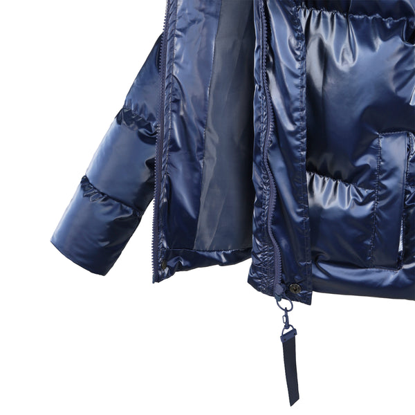 Women's Puff padded Jacket in shinny PU