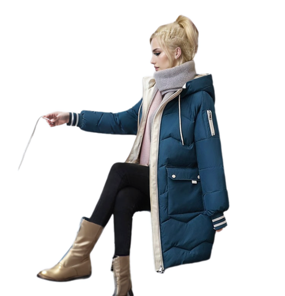 WPJ25004 PU Women's Quilted Long Warm Jacket with Padded Foam