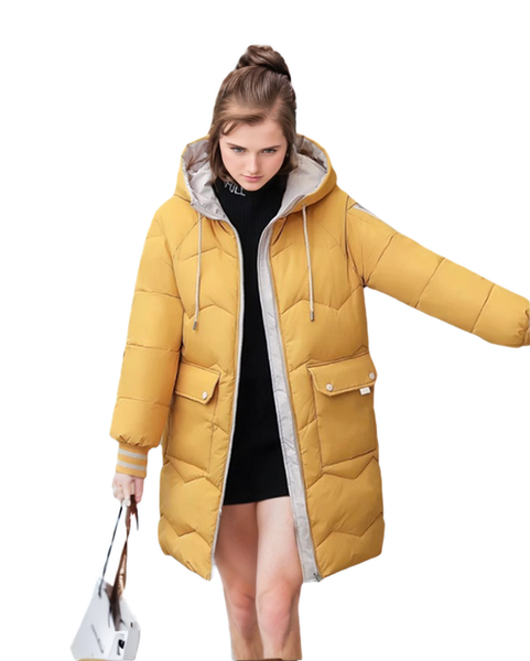 WPJ25004 PU Women's Quilted Long Warm Jacket with Padded Foam