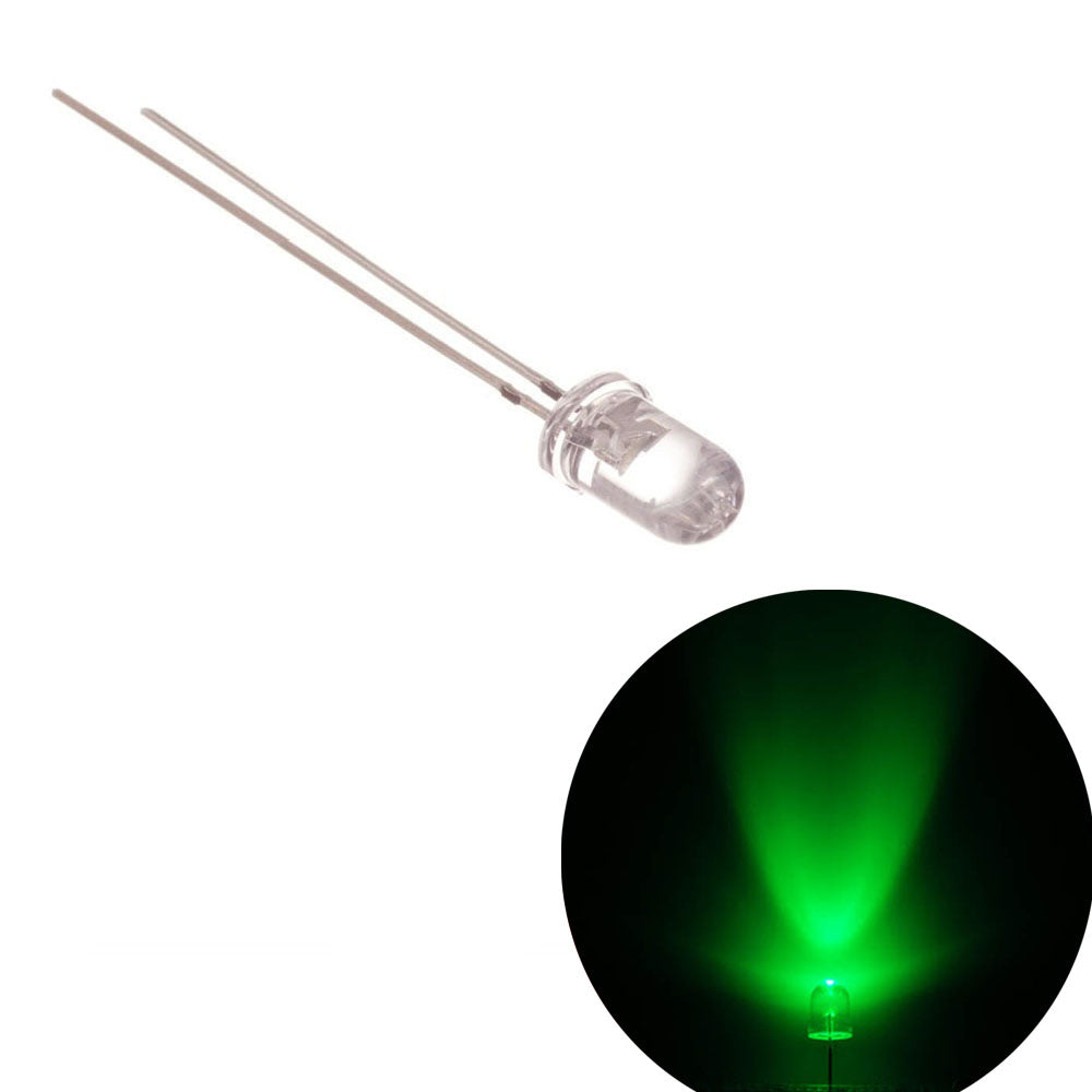 5mm LED Emitting Diodes Light Bulbs Round Top Super Bright Green 100 Count