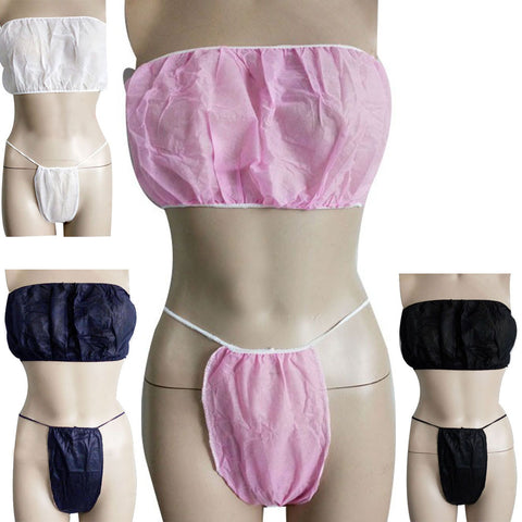 40PCS (20 each) Disposable Women T-Back Thong Underwear & Bras for Spa Massage