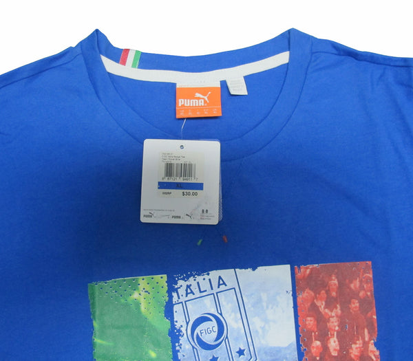 Puma FIGC Italia Badge Men's Tee T-Shirt Team Power Blue size XL 745186-01