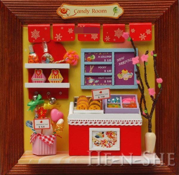 DIY Wooden Dollhouse Miniature Photo Candy Shop 9605-M015