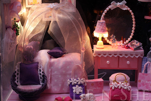DIY Wooden Dollhouse Miniature Fantasy Princess Room Glass House 9606-T007B