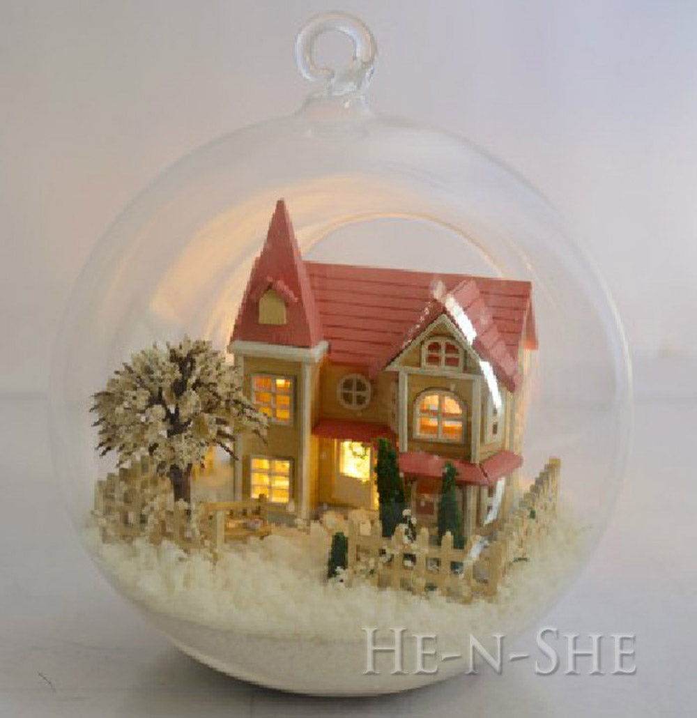 DIY Wooden Dollhouse Miniature Hanging Glass House Lolita Dream House 9611-B009