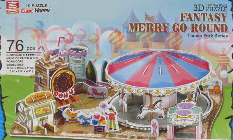76 PCS 3D Puzzle - Fantasy Merry Go Round Theme Park 9813-14