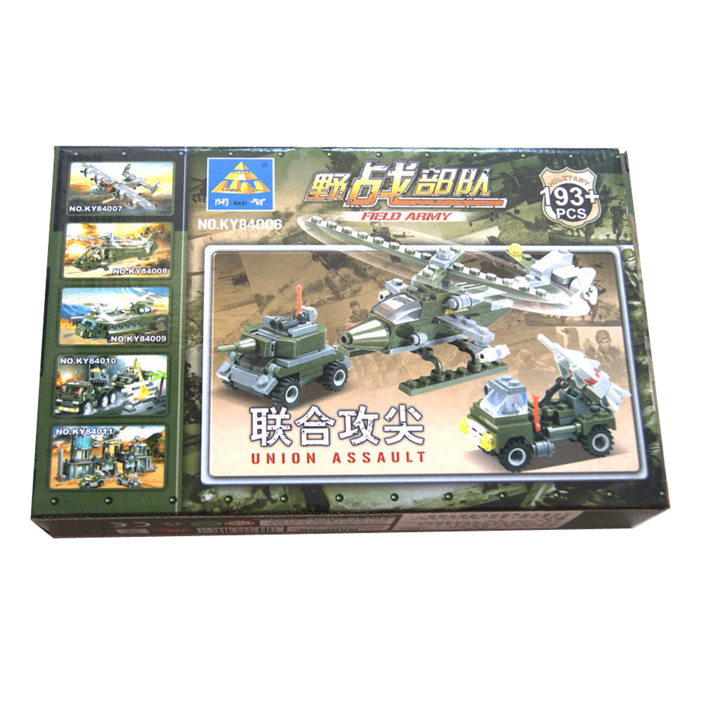 Kazi Field Army Set 193 PCS Building Blocks Car Helicopter and Truck 9821-6