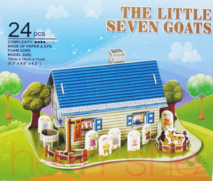 24PCS 3D Puzzle - Little Seven Goats House in Blue 9831-6
