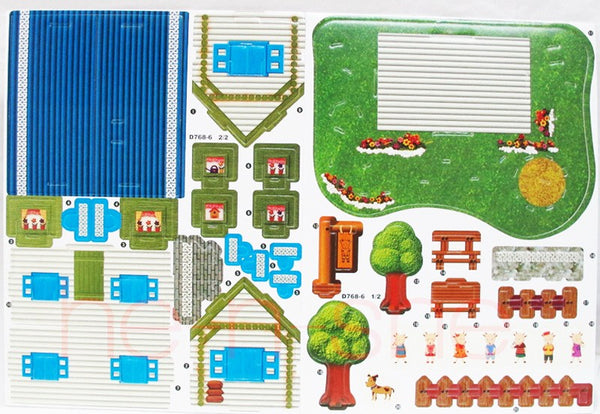24PCS 3D Puzzle - Little Seven Goats House in Blue 9831-6