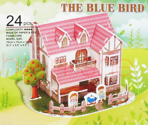 24PCS 3D Puzzle - The Blue Bird and the Kid's Pink House 9831-7