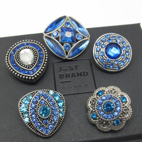 Snap Button Jewelry Set Earring / Silver Bracelet / Necklace / Rhinestone Set