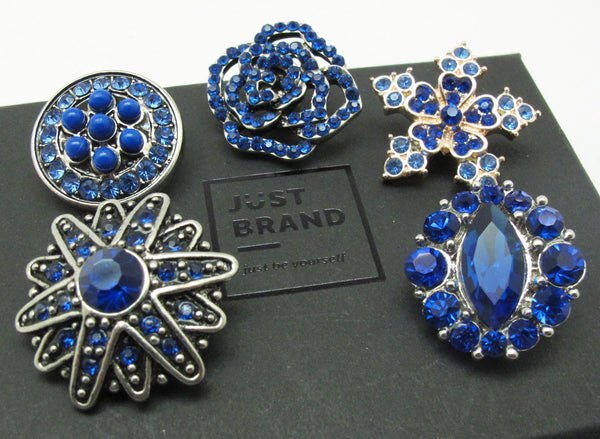 Snap Button Jewelry Set Earring / Silver Bracelet / Necklace / Rhinestone Set