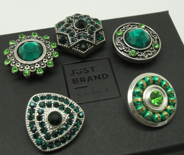 Snap Button Jewelry Set Earring / Silver Bracelet / Necklace / Rhinestone Set