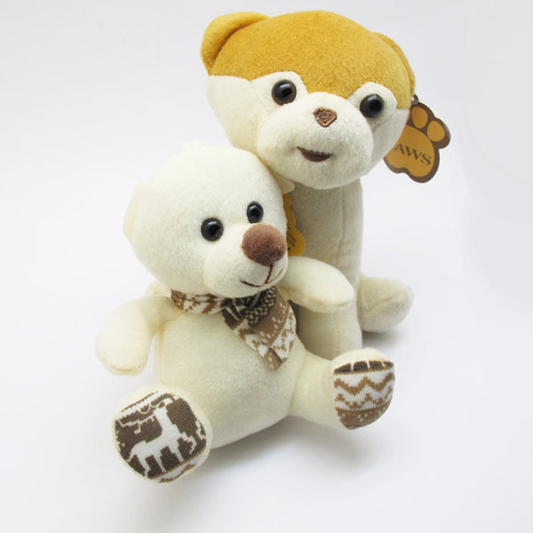 Stuffed Animal and Plush Toy 1 x 8" Doggie and 1x 6" Bear in Beige and Tan Color