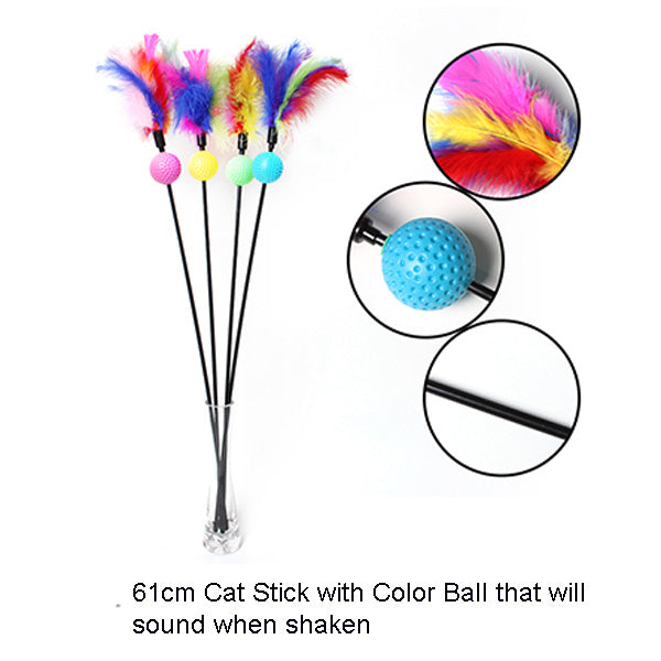 6-in-1 Cat Toy Set with Feather Stick Mint Stick Sisal Ball Tumbler Mouse