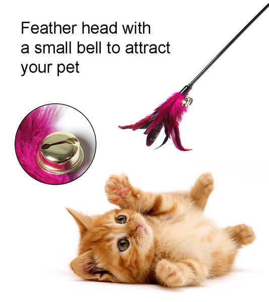6-in-1 Cat Toy Set with Feather Stick Mint Stick Sisal Ball Tumbler Mouse