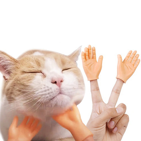 A pair of Hand Shape Finger Glove Cat Massager Cat Toy