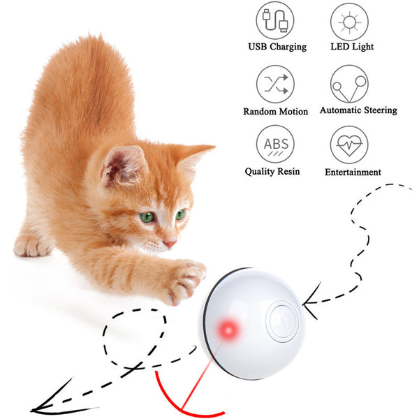 Smart Interactive Cat Toy Automatic Random Rolling Ball with Red LED Light