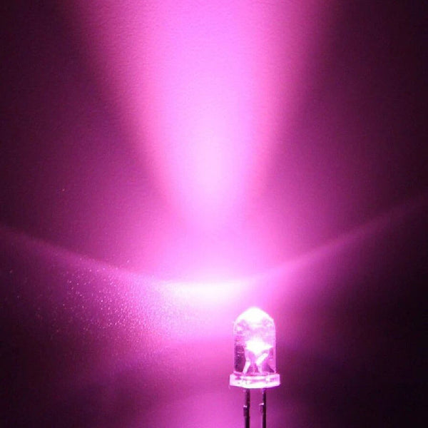 5mm LED Emitting Diodes Light Bulbs Round Top Super Bright Pink 100 Count